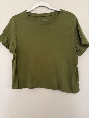 Madewell Olive Crewneck Cropped Tee Small